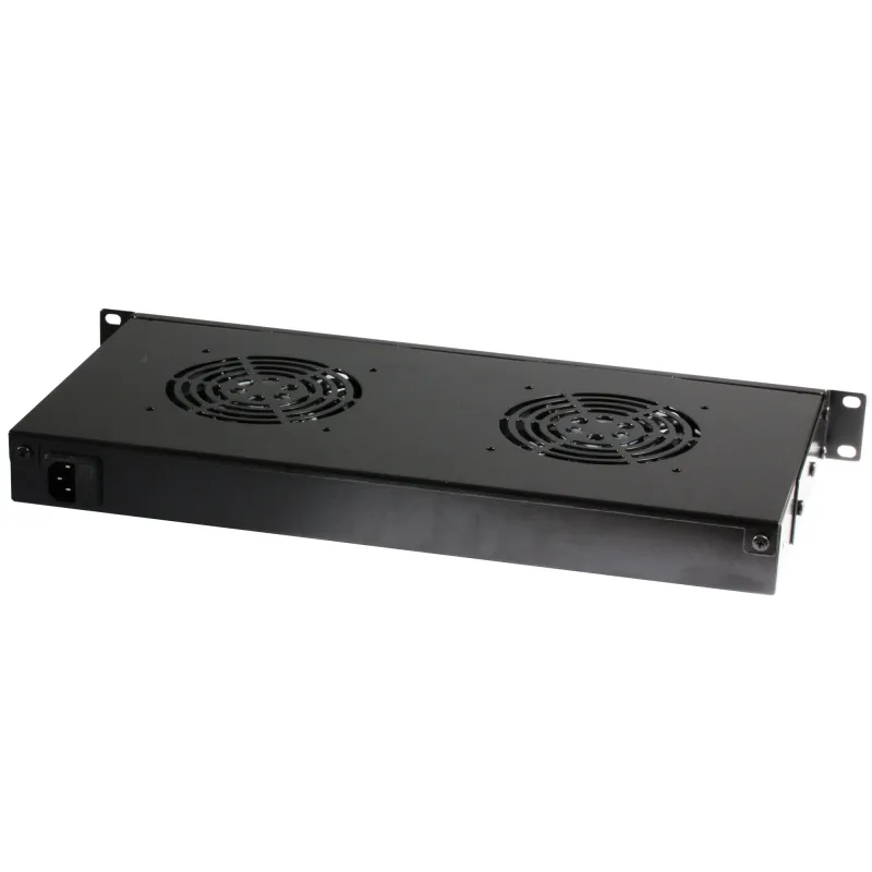 Gruppo 2 Ventole 1U per Rack 19'' con Termostato LED Nero