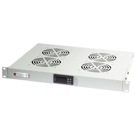 Gruppo 4 Ventole 1U per Rack 19'' con Termostato LED Grigio