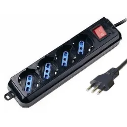 Multipresa 4 Posti Italiana Bipasso con Interruttore Nero 