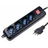 Multipresa 4 Posti Italiana Bipasso con Interruttore Nero 