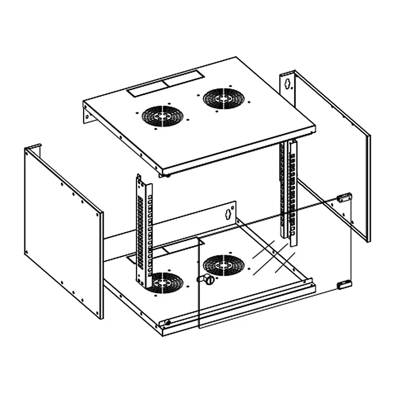 Armadio Rack 19'' a Muro 6U prof. 450 Nero Assemblato