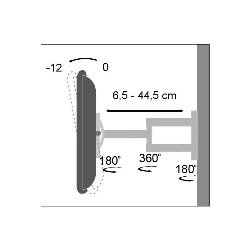 Supporto a muro per TV LED LCD 19-37'' inclinabile 3 snodi bianco