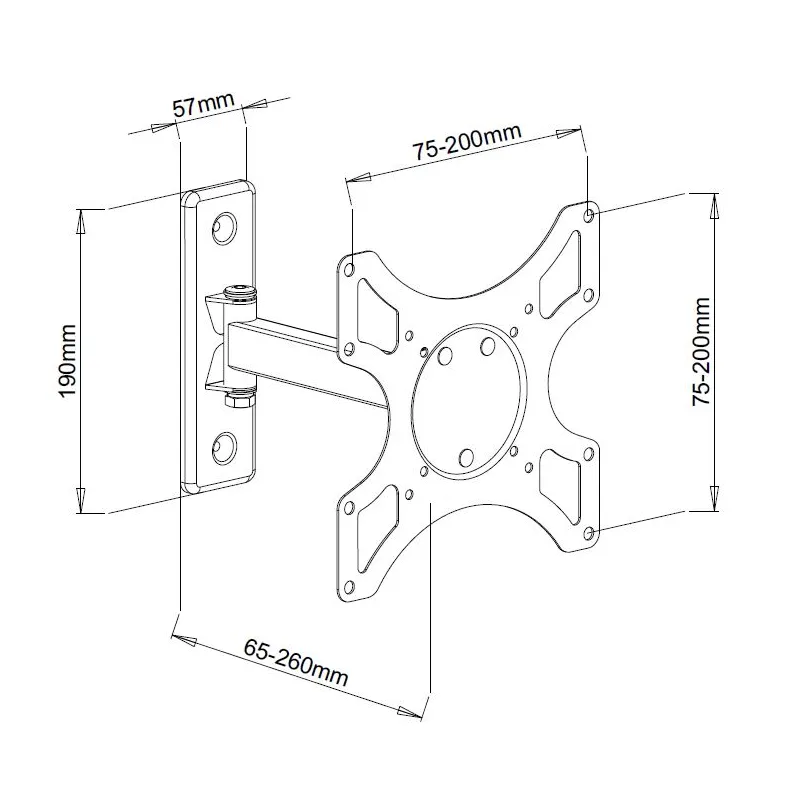 Supporto a muro per TV LED LCD 19 - 37'' inclinabile 2 snodi bianco