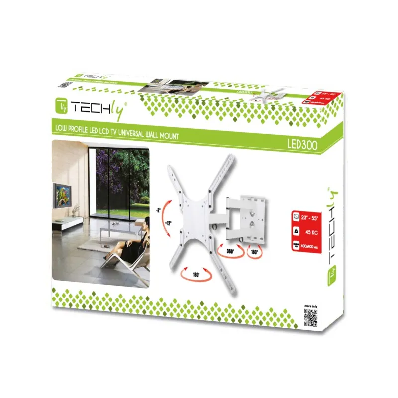 Supporto a Muro Ultra Slim per TV LED LCD 23-55'' Bianco