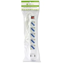 Multipresa 5 Posti Italiana Bipasso con 2 Prese USB