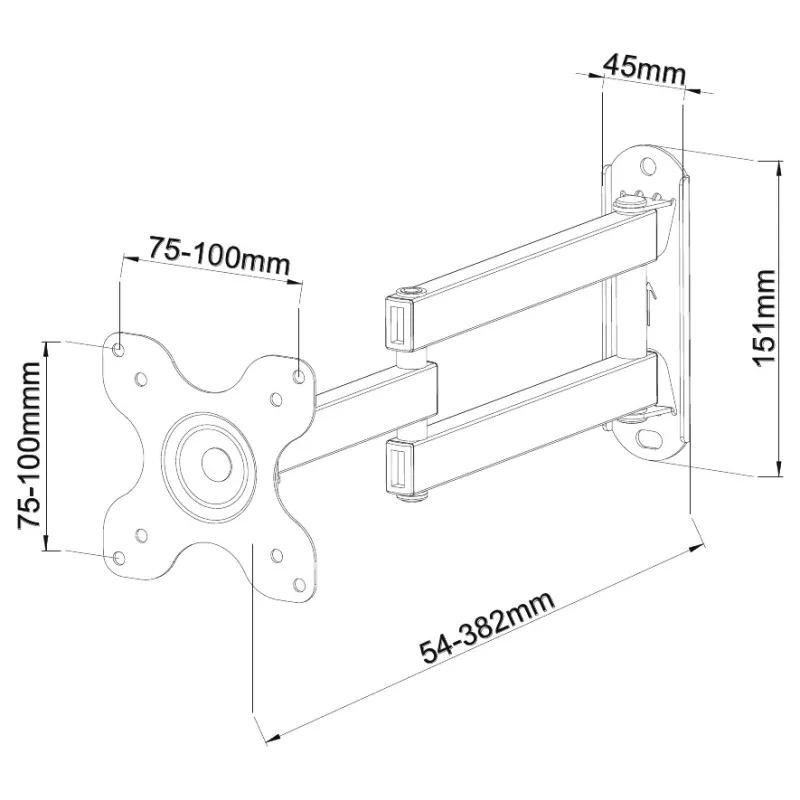 Supporto a Muro per TV LED LCD 13-30'' Full-Motion Nero