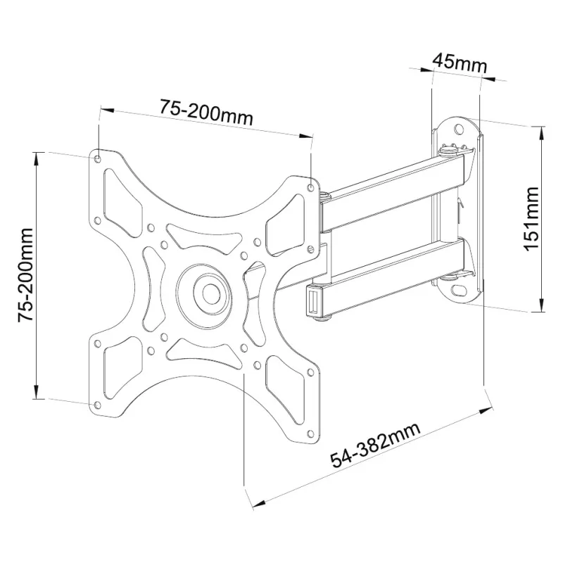 Supporto a Muro per TV LED LCD 19-37'' Full-Motion Nero