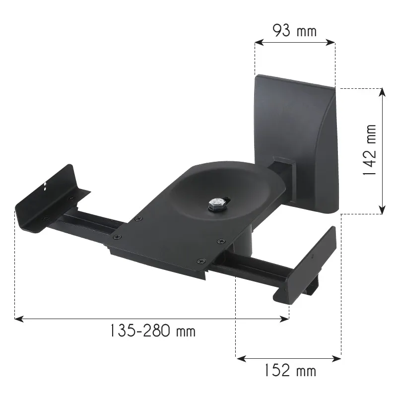 Coppia Staffe Speakers a Parete fino a 25kg Nero