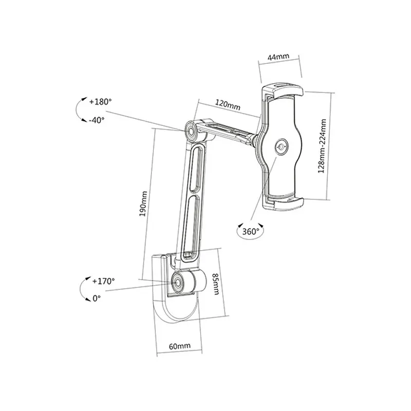 Supporto Estensibile per Tablet e i-Pad 4.7''-12.9'' da Muro o Sottopensile