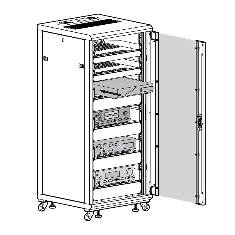 Armadio Rack 19'' 600x600 27U per Audio Video Nero
