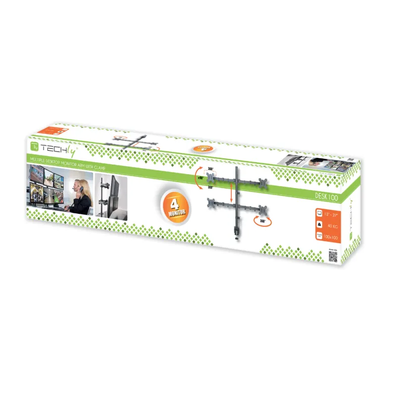 Supporto da scrivania per 4 Monitor 13-27'' con morsetto