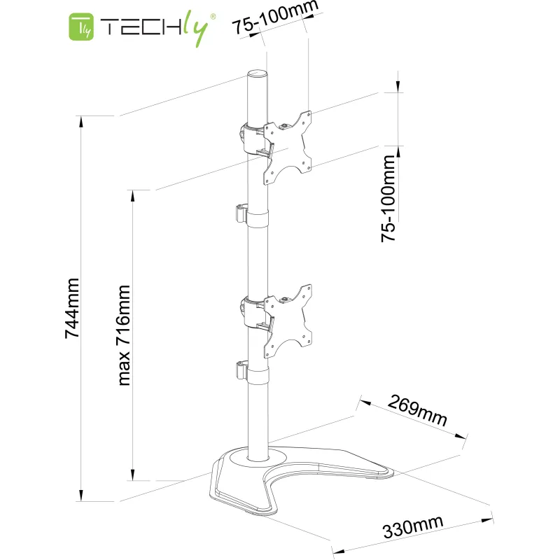 Supporto da Scrivania per 2 Monitor 13-27'' con base