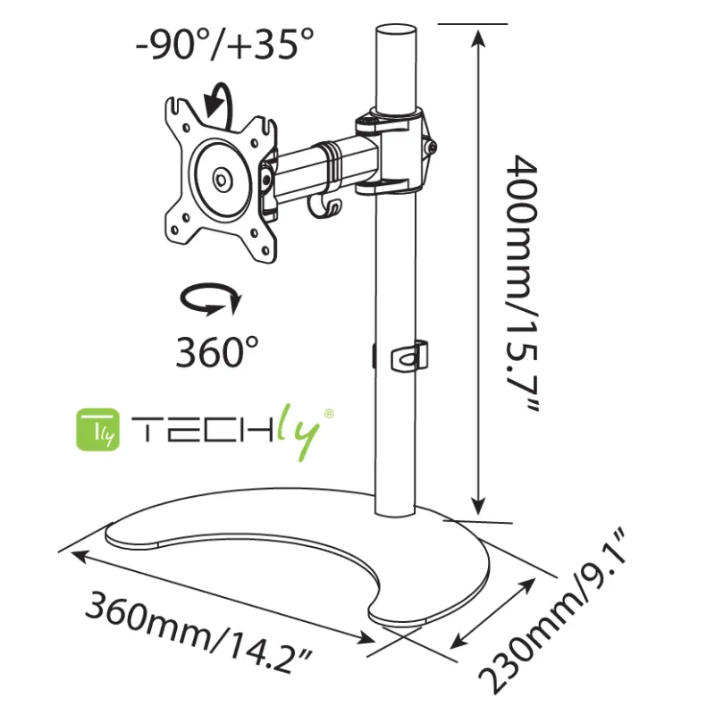 Supporto da scrivania per 1 Monitor LCD 13-27'' con base h.400mm