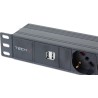 Multipresa 6 posti da rack 19'' con interruttore e 2 prese USB 1 HE