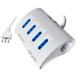 Multipresa da Tavolo 4 prese Italiane Bipasso 2 Schuko e 2 USB Bianca