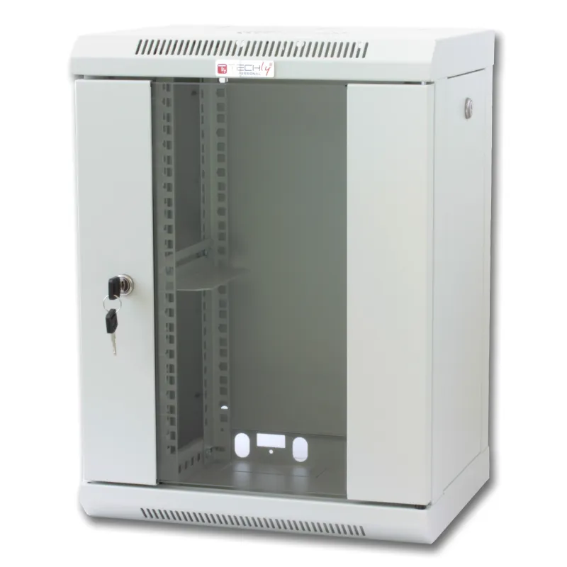 Armadio Rack 10'' a muro 9 unit&agrave; con pannelli asportabili Grigio 