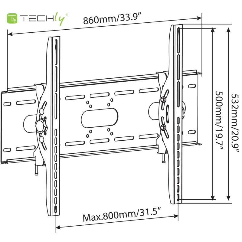 Supporto a Muro Inclinabile per TV LED LCD 42-80'' Nero