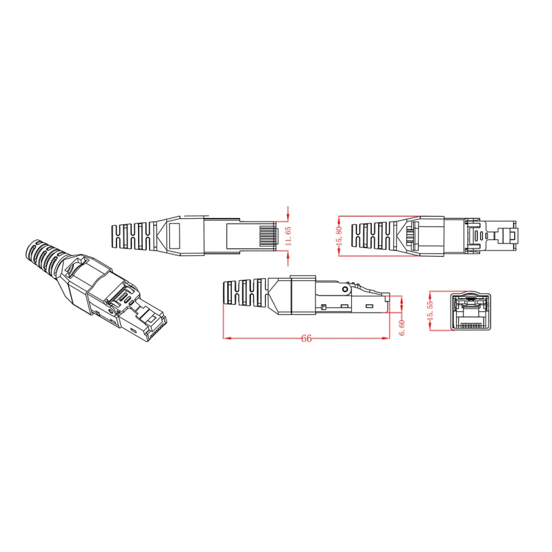Plug Modulare RJ45 Cat.6A Schermato Toolless