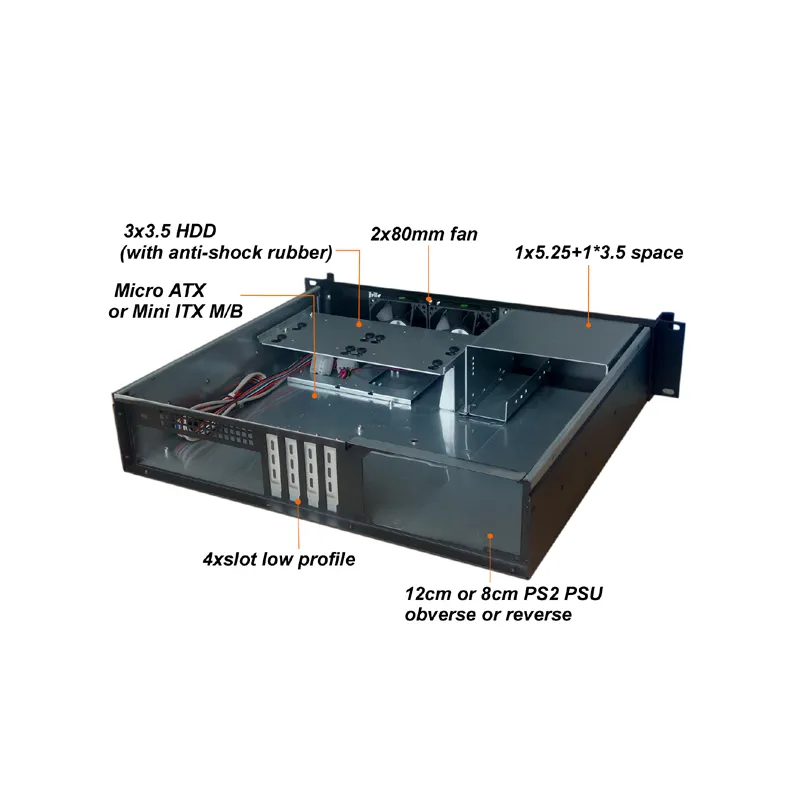 Chassis Industriale Rack 19''/Desktop 2U Ultra-compatto 
