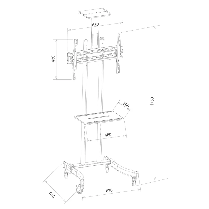 Supporto mobile da pavimento per TV LED/LCD 32-70'' con mensola  
