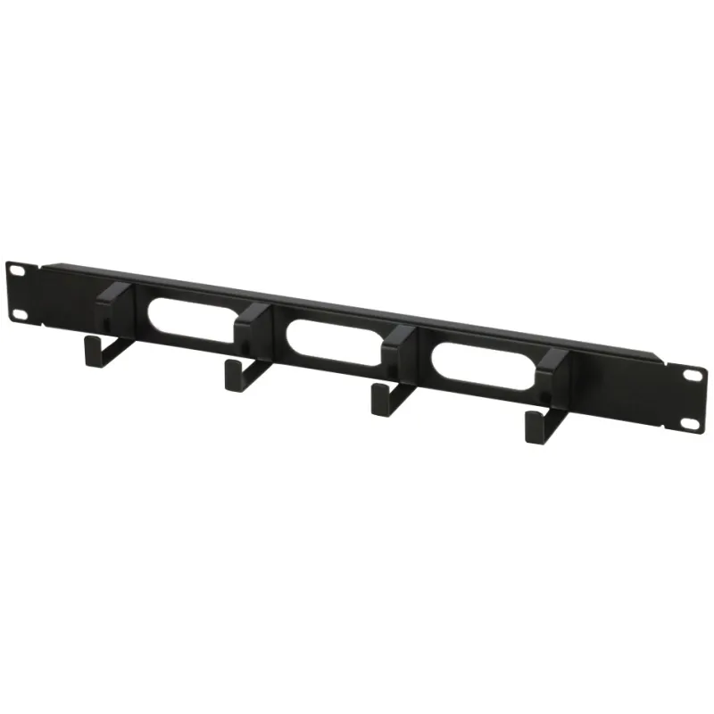 Pannello Passacavi 4 Anelli Corti 3 Fori 1U Nero