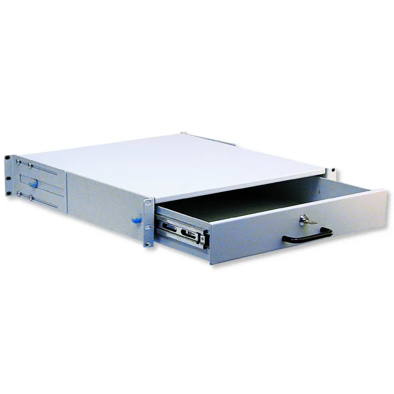 Cassetto Porta Tastiera 2U per Armadi Rack 19'' con Serratura Grigio