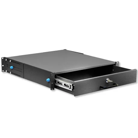 Cassetto Porta Tastiera 2U per Armadi Rack 19'' con Serratura Nero