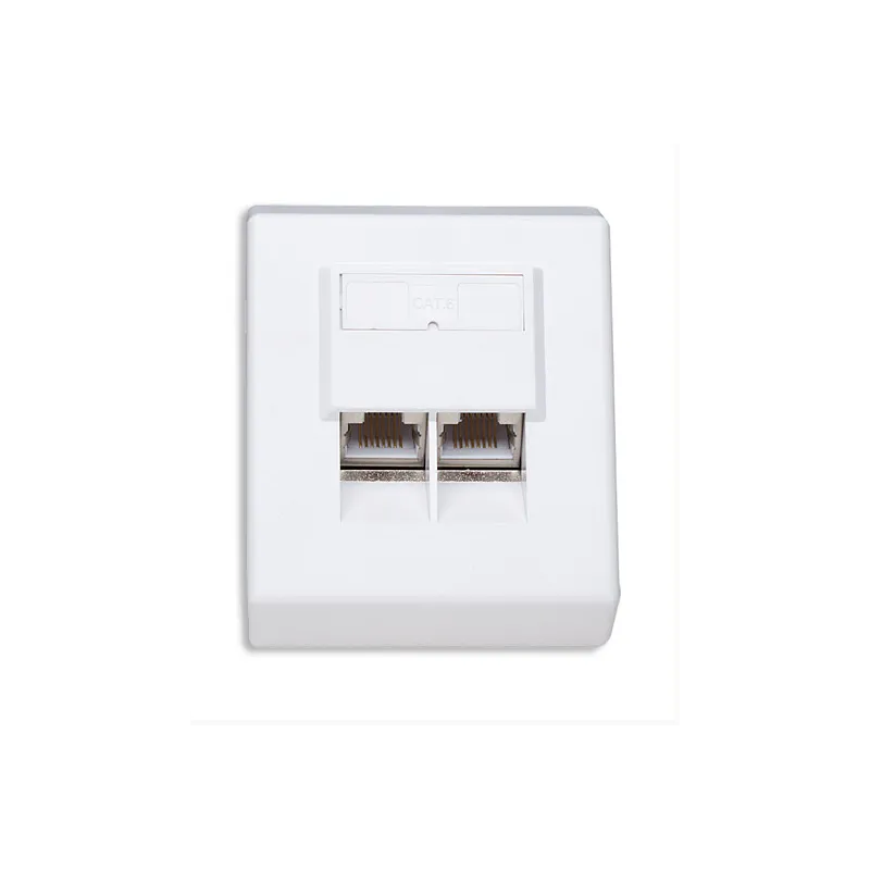 Presa a muro RJ45 Cat 6 esterna 2 porte, FTP, colore bianco