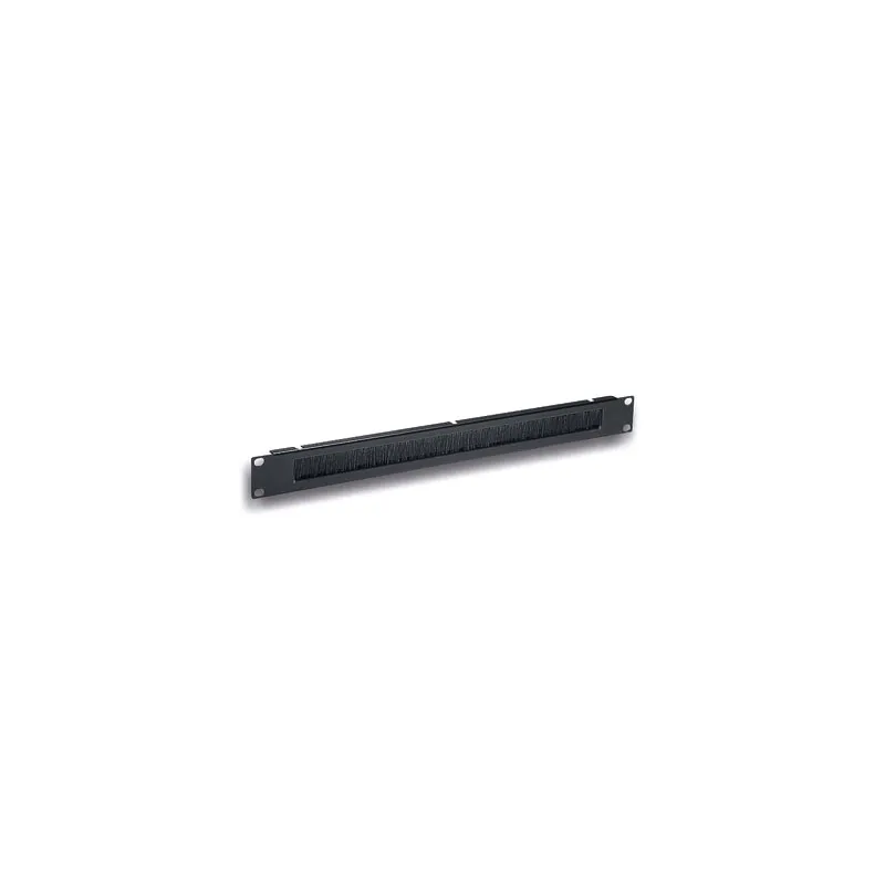 Pannello Passacavi 1U Forato con Spazzola Nero