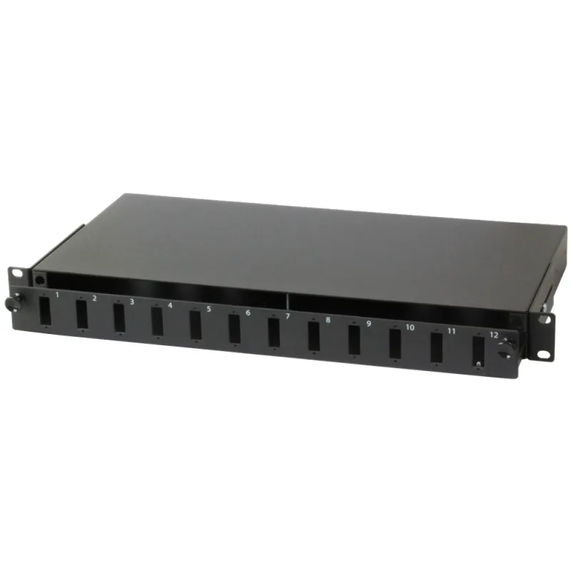 Cassetto Rack 19'' Fibra Ottica 12 porte SC Duplex Nero
