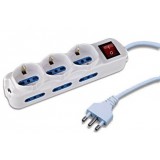 Multipresa 6 Posti Italiana Bipasso / 3 Schuko con Interruttore