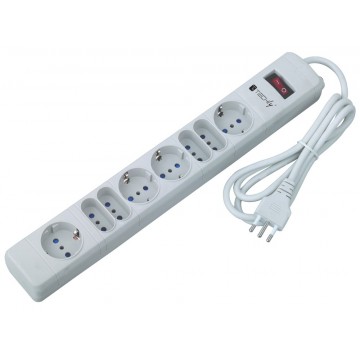 Multipresa 8 Posti Italiana 10A / Schuko Angolata Grigio