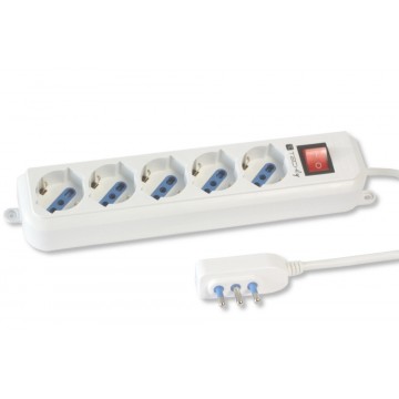 Multipresa 5 Posti Italiana Bipasso / Schuko Spina Angolata