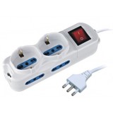 Multipresa 4 Posti Italiana Bipasso / 2 Schuko con Interruttore