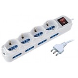 Multipresa 8 Posti Italiana Bipasso / 4 Schuko con Interruttore