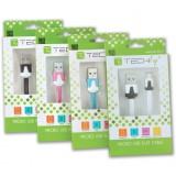 Cavo Flat USB AM a Micro USB M Rosa 1m