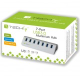 Hub USB 3.0 Super Speed 7 Porte con Alimentatore, in Alluminio