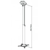 Supporto a soffitto professionale per proiettori estensione 50-77 cm