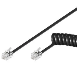Cavo telefonico spiralato per cornetta 2mt RJ10 4P4C Nero