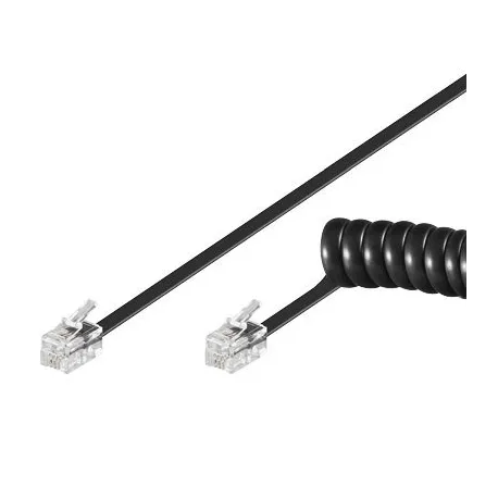 Cavo telefonico spiralato per cornetta 2mt RJ10 4P4C Nero
