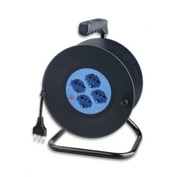 Avvolgicavo 4 prese bipasso/schuko 25 mt