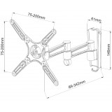 Supporto a Muro per TV LED LCD 13 - 37'' Inclinabile 3 Snodi Nero