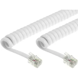 Cavo telefonico spiralato per cornetta 4mt RJ10 4P4C Bianco