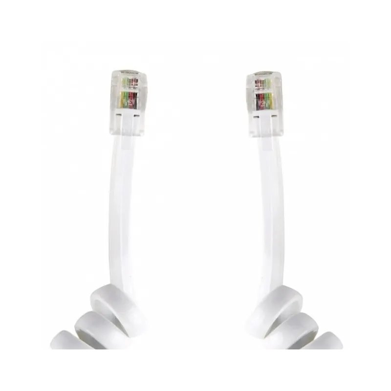 Cavo telefonico spiralato per cornetta 4mt RJ10 4P4C Bianco