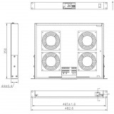 Gruppo 4 Ventole 1U per Rack 19'' con Termostato LED Grigio