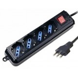 Multipresa 4 Posti Italiana Bipasso con Interruttore Nero 