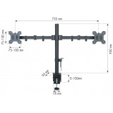 Supporto da Scrivania per 2 Monitor 13-27'' Affiancati con Morsetto