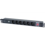 Multipresa 6 posti da rack 19'' con interruttore e 2 prese USB 1 HE