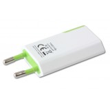 Caricatore USB 1A Compatto Spina Europea Bianco/Verde