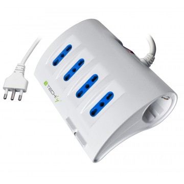 Multipresa da Tavolo 4 prese Italiane Bipasso 2 Schuko e 2 USB Bianca